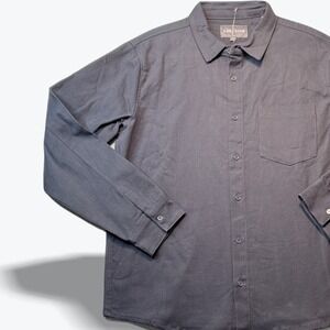 Slate & Stone‎ Twill Button Down Shirt Mens Medium Charcoal Blue Long Sleeve NEW